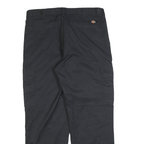 DICKIES Mens Black Regular Fit Workwear Cargo Trousers W34 L28 Zip Closure