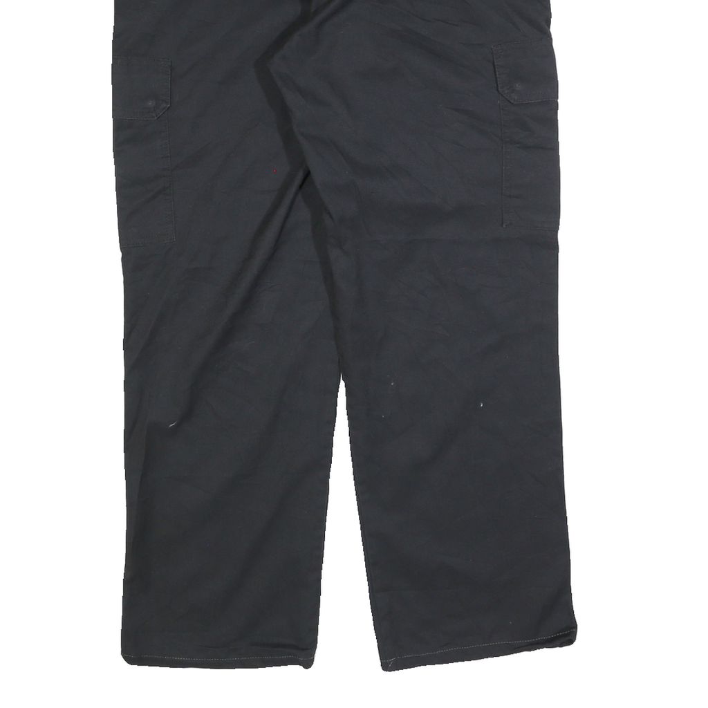 DICKIES Mens Black Regular Fit Workwear Cargo Trousers W34 L28 Zip Closure