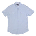 TOMMY HILFIGER Mens Blue Cotton Shirt M Classic Fit Button Down Collar Short