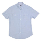 TOMMY HILFIGER Mens Blue Cotton Shirt M Classic Fit Button Down Collar Short