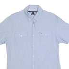 TOMMY HILFIGER Mens Blue Cotton Shirt M Classic Fit Button Down Collar Short
