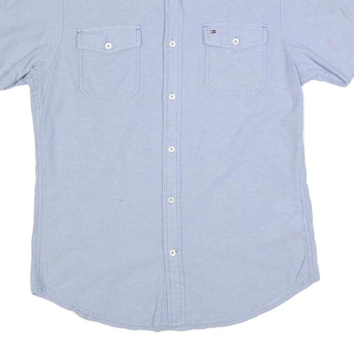 TOMMY HILFIGER Mens Blue Cotton Shirt M Classic Fit Button Down Collar Short