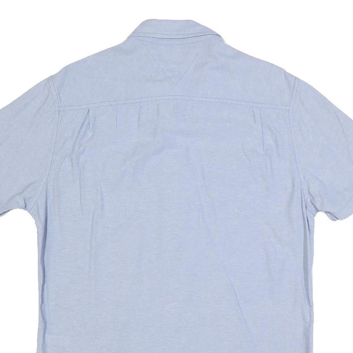 TOMMY HILFIGER Mens Blue Cotton Shirt M Classic Fit Button Down Collar Short