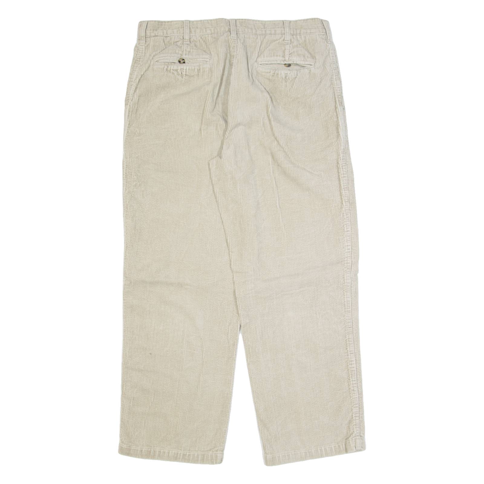 CHEROKEE Chino Mens Corduroy Trousers Beige Regular Straight 90s W36 L23