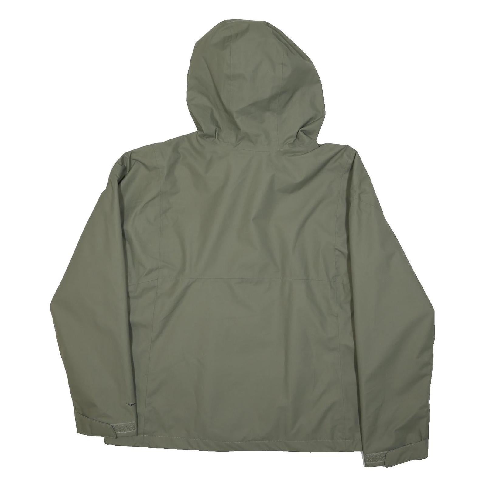COLUMBIA Mens Green Outdoor Jacket XL Polyester Plain Hooded Zip Pocket