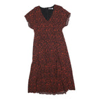 MINT VELVET Womens Rust & Black Animal Print Day Cotton Blend Dress UK 14 V-Neck