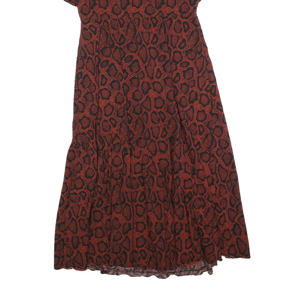 MINT VELVET Womens Rust & Black Animal Print Day Cotton Blend Dress UK 14 V-Neck