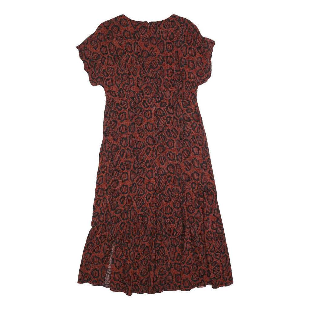 MINT VELVET Womens Rust & Black Animal Print Day Cotton Blend Dress UK 14 V-Neck