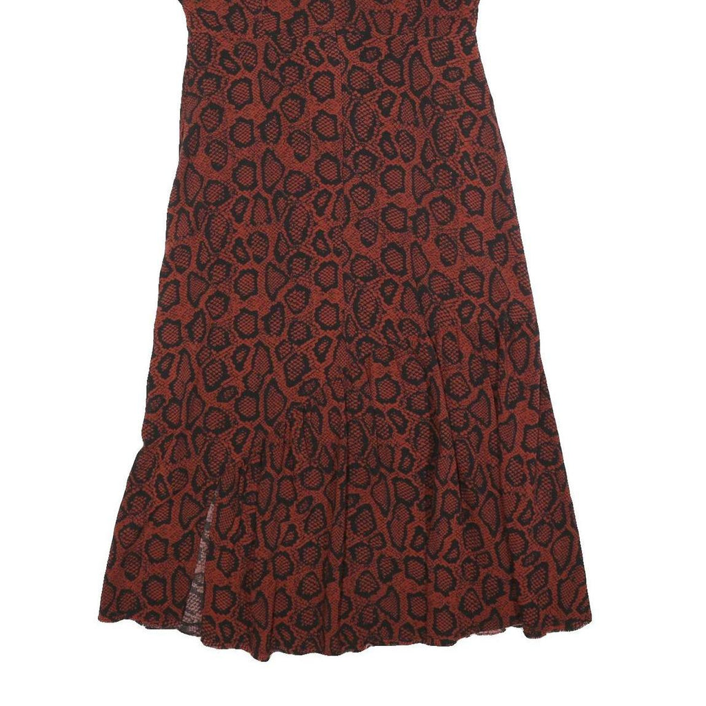MINT VELVET Womens Rust & Black Animal Print Day Cotton Blend Dress UK 14 V-Neck