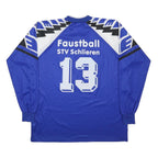 ERIMA Mens Blue White Graphic Long Sleeve V-Neck Faustrball Shirt L