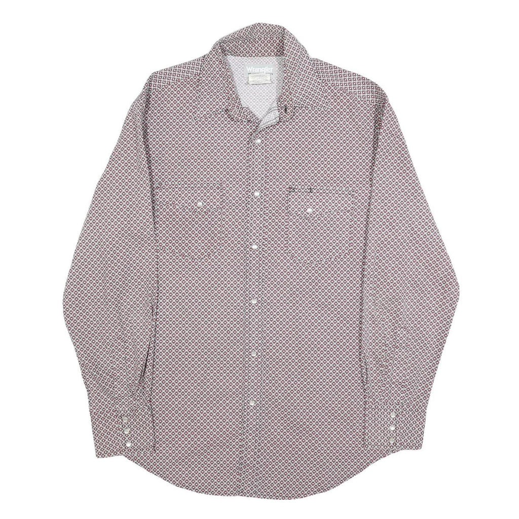 WRANGLER Mens Red & White Patterned Shirt M Cotton Blend Casual Long Sleeve
