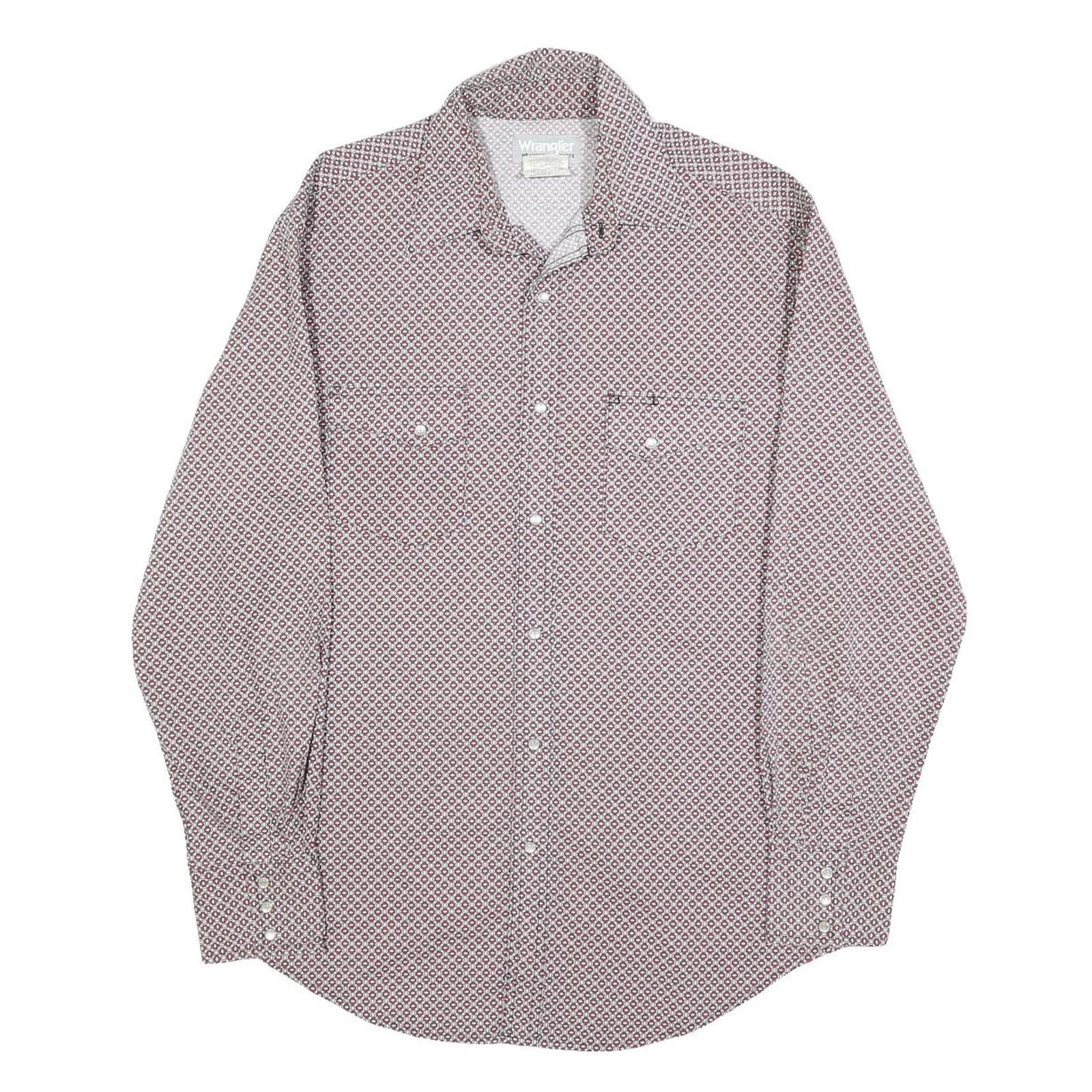 WRANGLER Mens Red & White Patterned Shirt M Cotton Blend Casual Long Sleeve