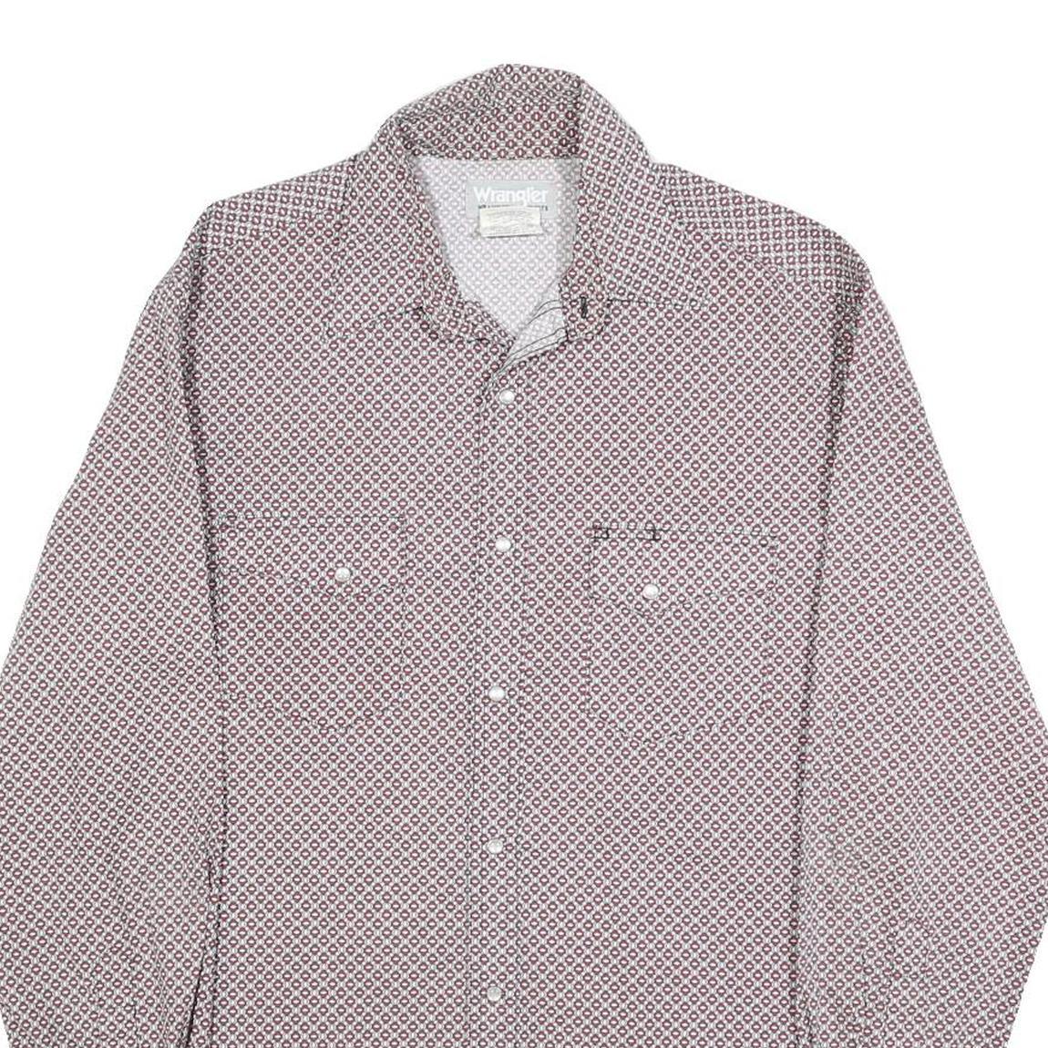 WRANGLER Mens Red & White Patterned Shirt M Cotton Blend Casual Long Sleeve