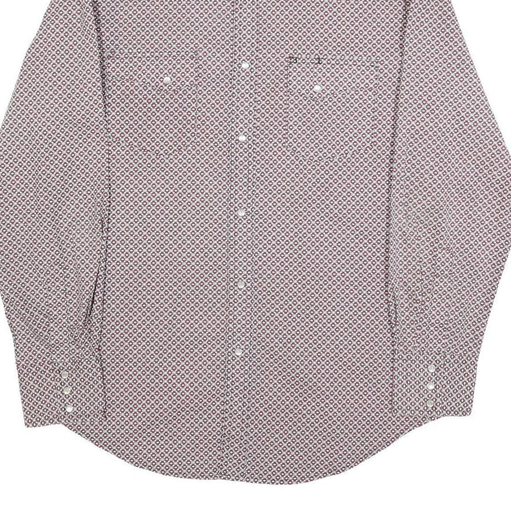 WRANGLER Mens Red & White Patterned Shirt M Cotton Blend Casual Long Sleeve