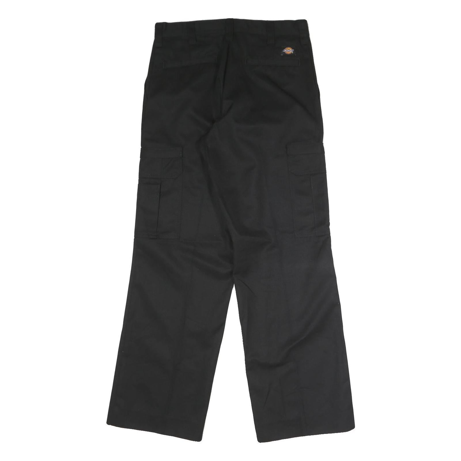 DICKIES Mens Polyester Blend Black Regular Cargo Trousers W31 L30 Workwear Zip