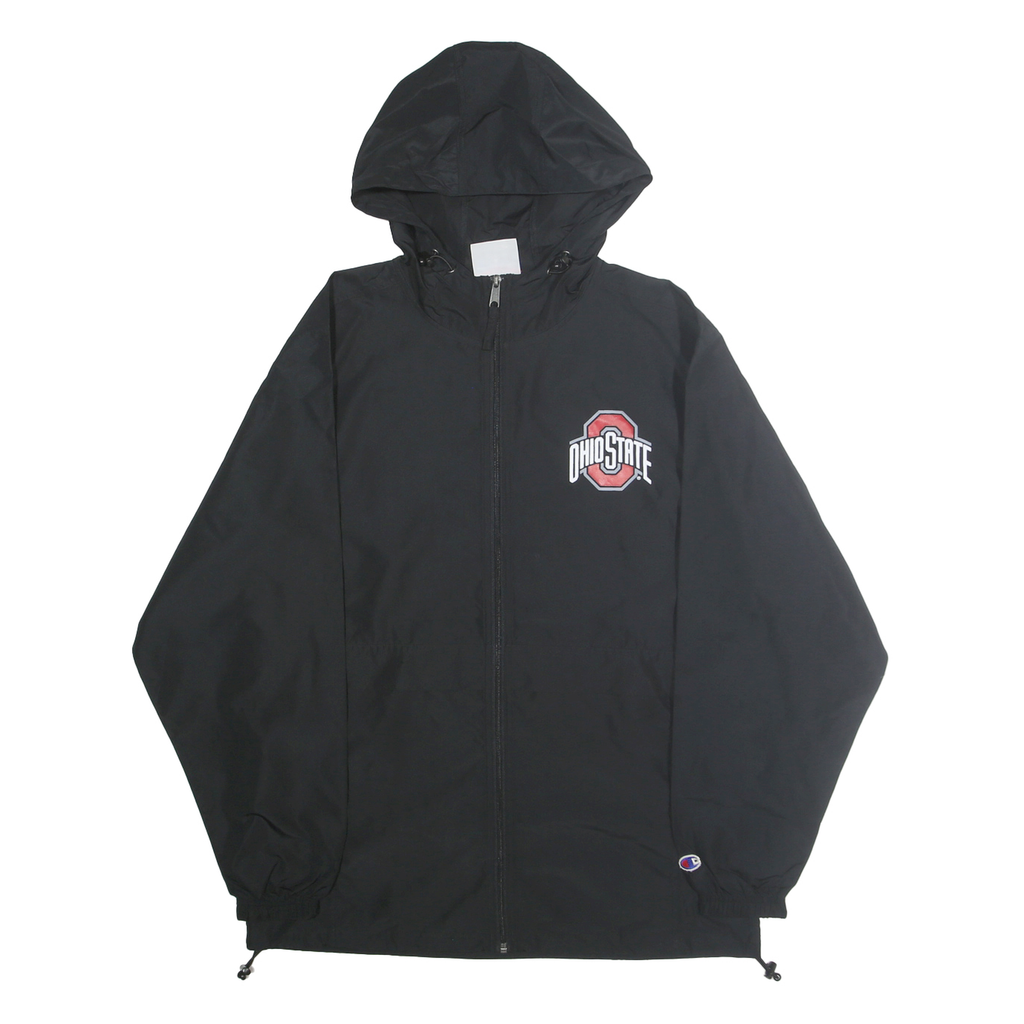 CHAMPION Mens Black Ohio State Jacket M Polyester Zip Hooded Plain Sports