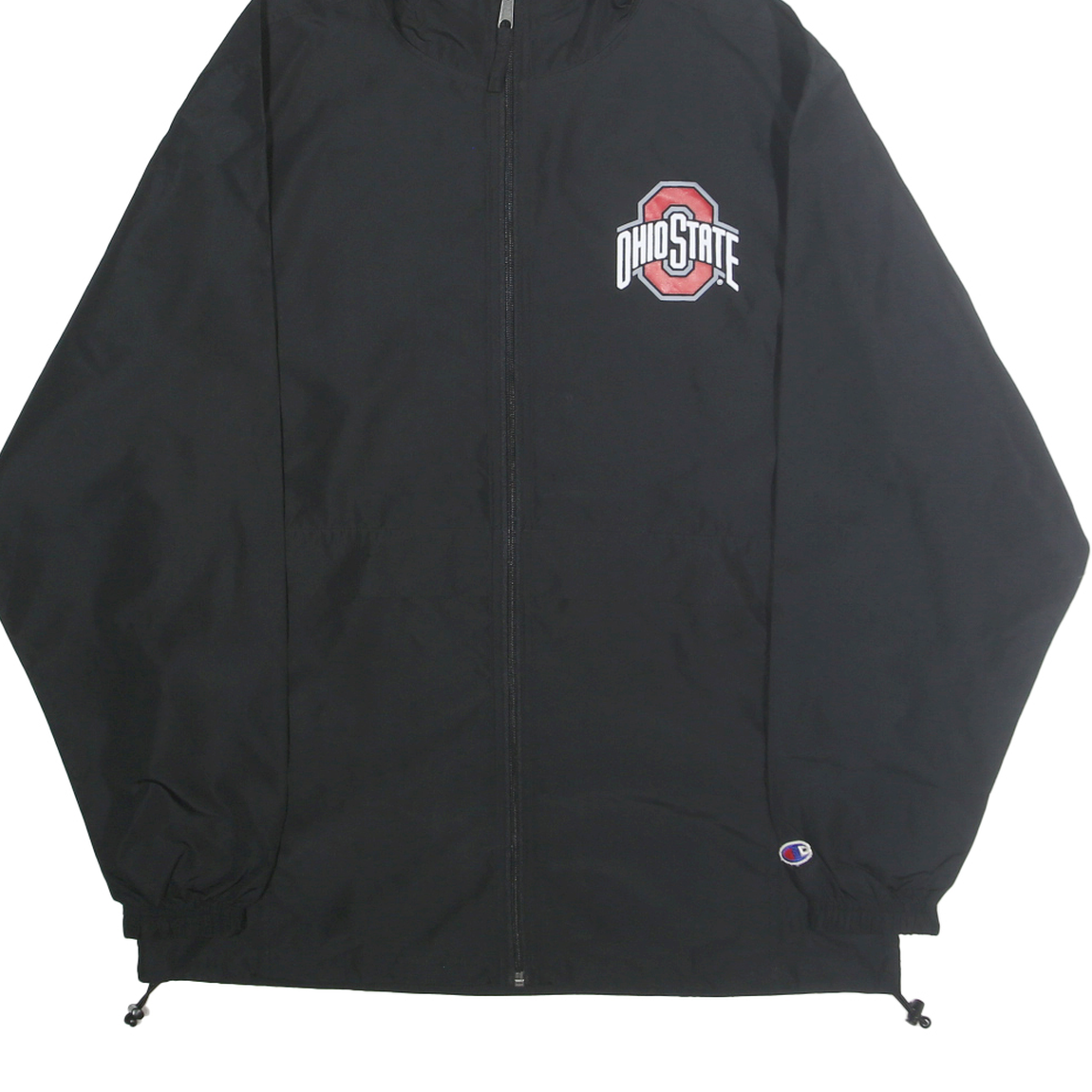 CHAMPION Mens Black Ohio State Jacket M Polyester Zip Hooded Plain Sports