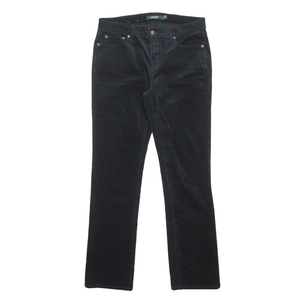 LAUREN RALPH LAUREN Womens Cotton Blend Black Regular Fit Straight Trousers W30