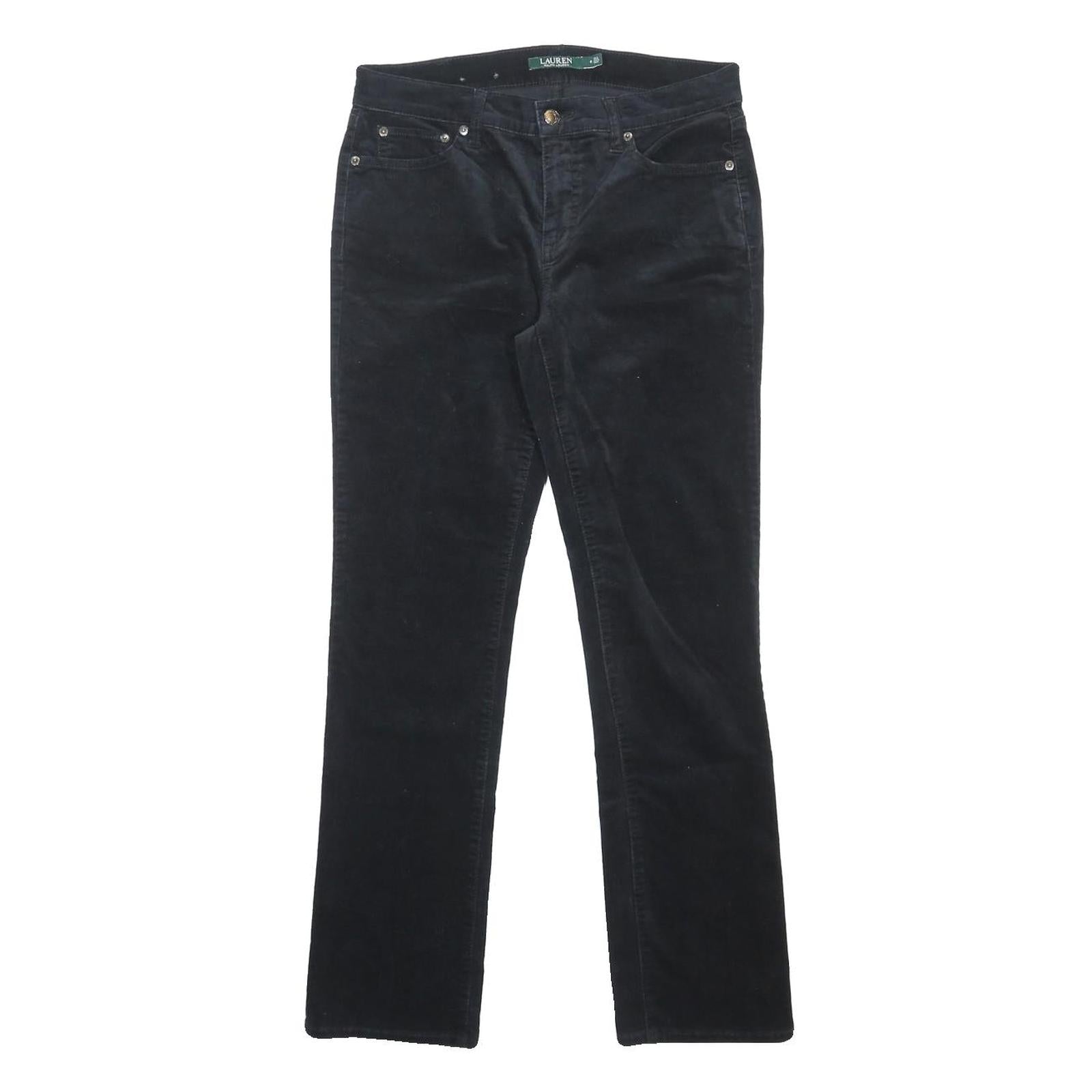 LAUREN RALPH LAUREN Womens Cotton Blend Black Regular Fit Straight Trousers W30