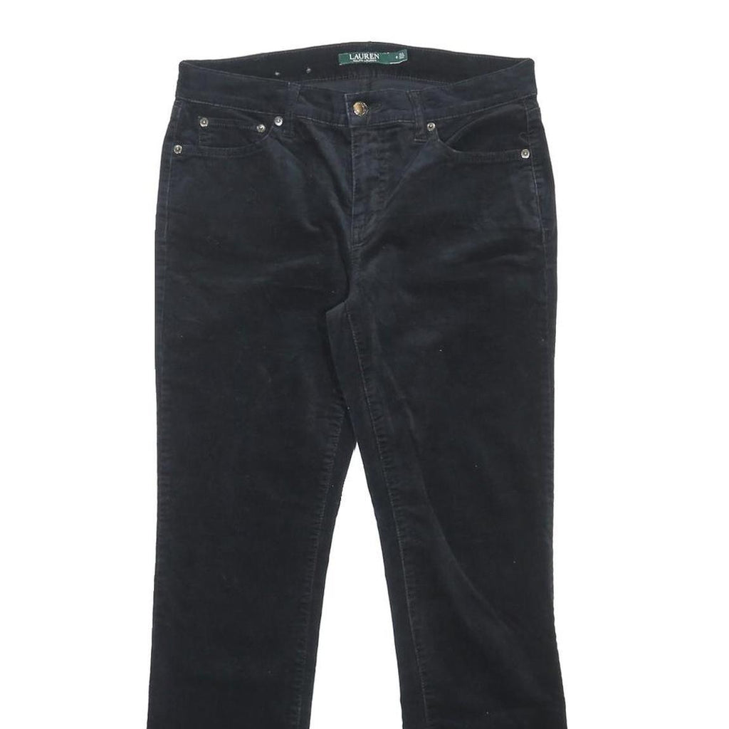 LAUREN RALPH LAUREN Womens Cotton Blend Black Regular Fit Straight Trousers W30