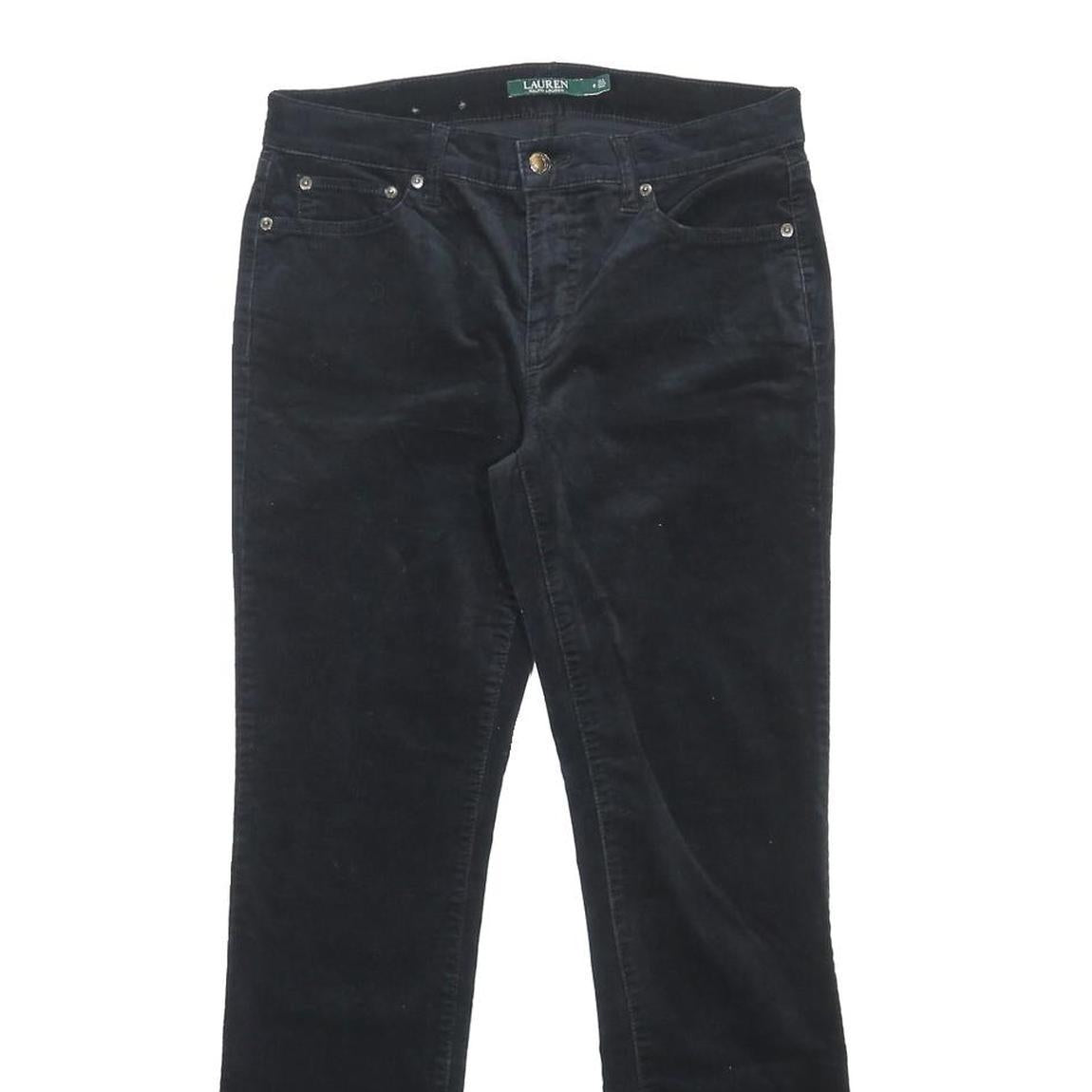 LAUREN RALPH LAUREN Womens Cotton Blend Black Regular Fit Straight Trousers W30