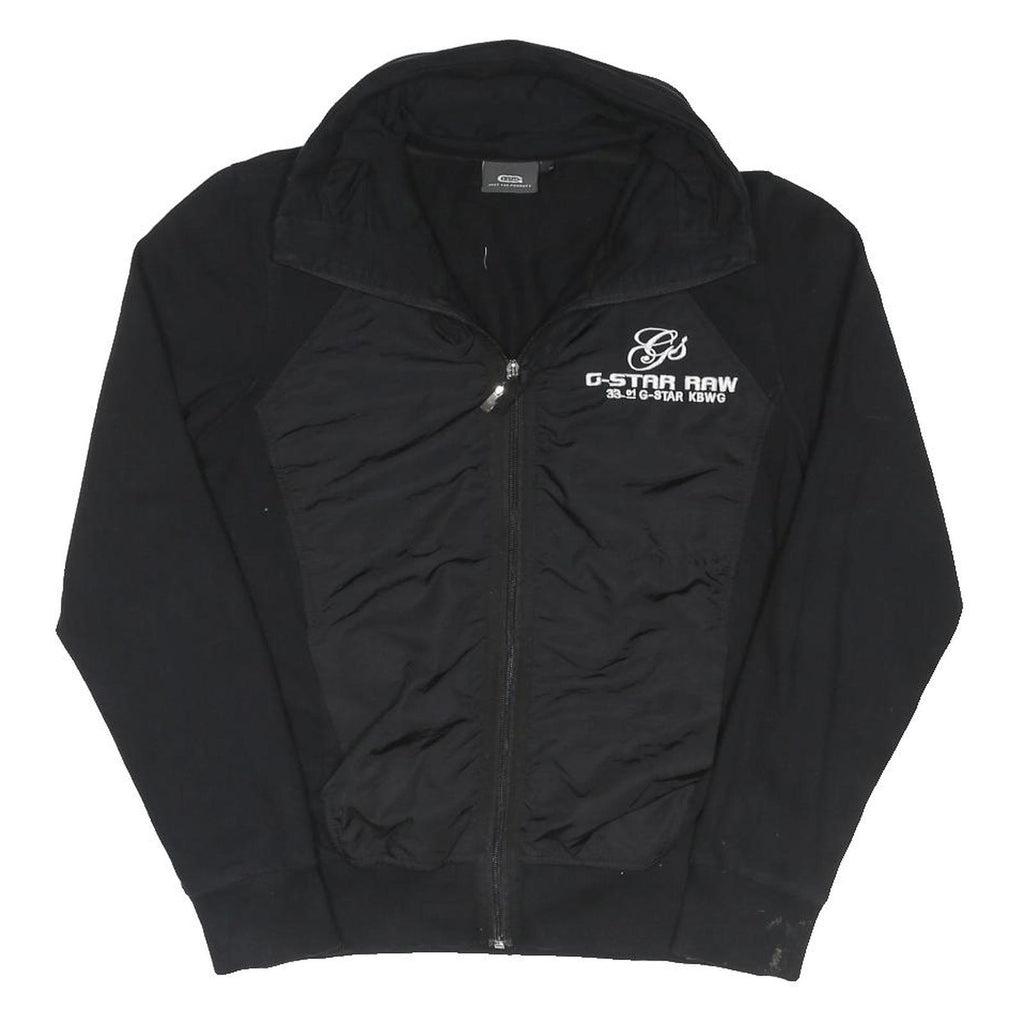 G STAR Womens Black Zip Jacket L Cotton Blend Plain Casual Lightweight