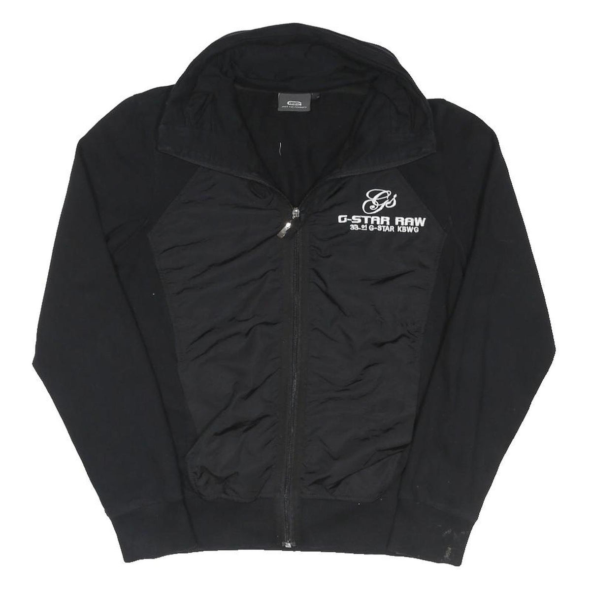 G STAR Womens Black Zip Jacket L Cotton Blend Plain Casual Lightweight