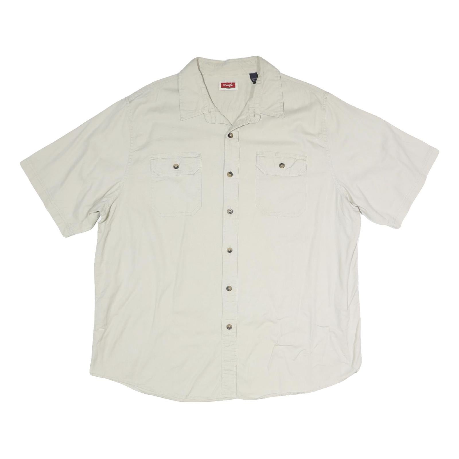 WRANGLER Mens Cream Short Sleeve Cotton Blend Shirt XL Button Pocket Casual