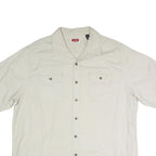 WRANGLER Mens Cream Short Sleeve Cotton Blend Shirt XL Button Pocket Casual