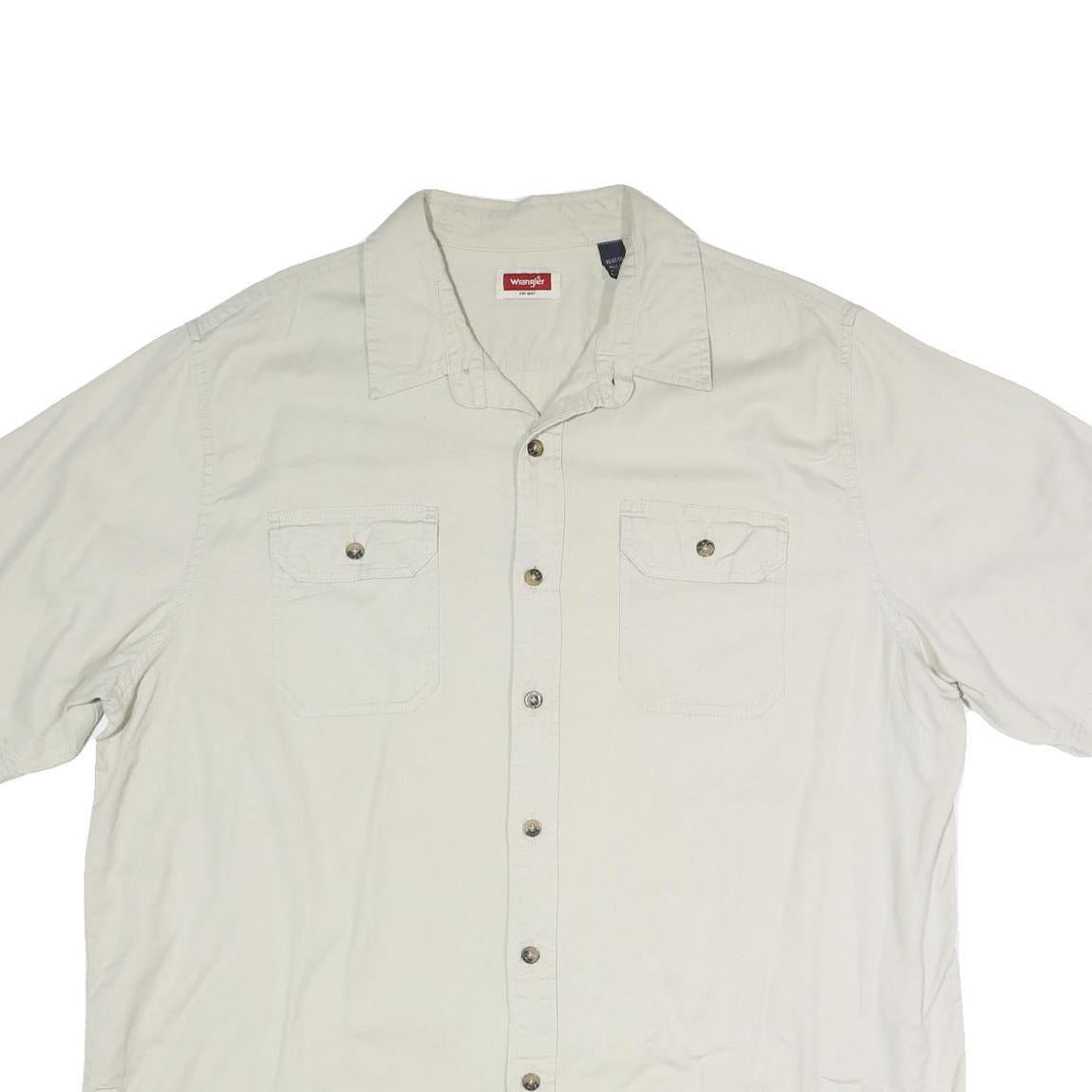 WRANGLER Mens Cream Short Sleeve Cotton Blend Shirt XL Button Pocket Casual