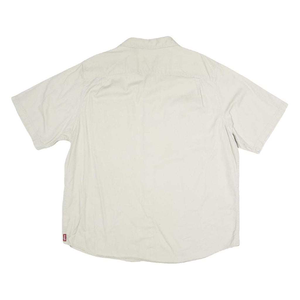 WRANGLER Mens Cream Short Sleeve Cotton Blend Shirt XL Button Pocket Casual