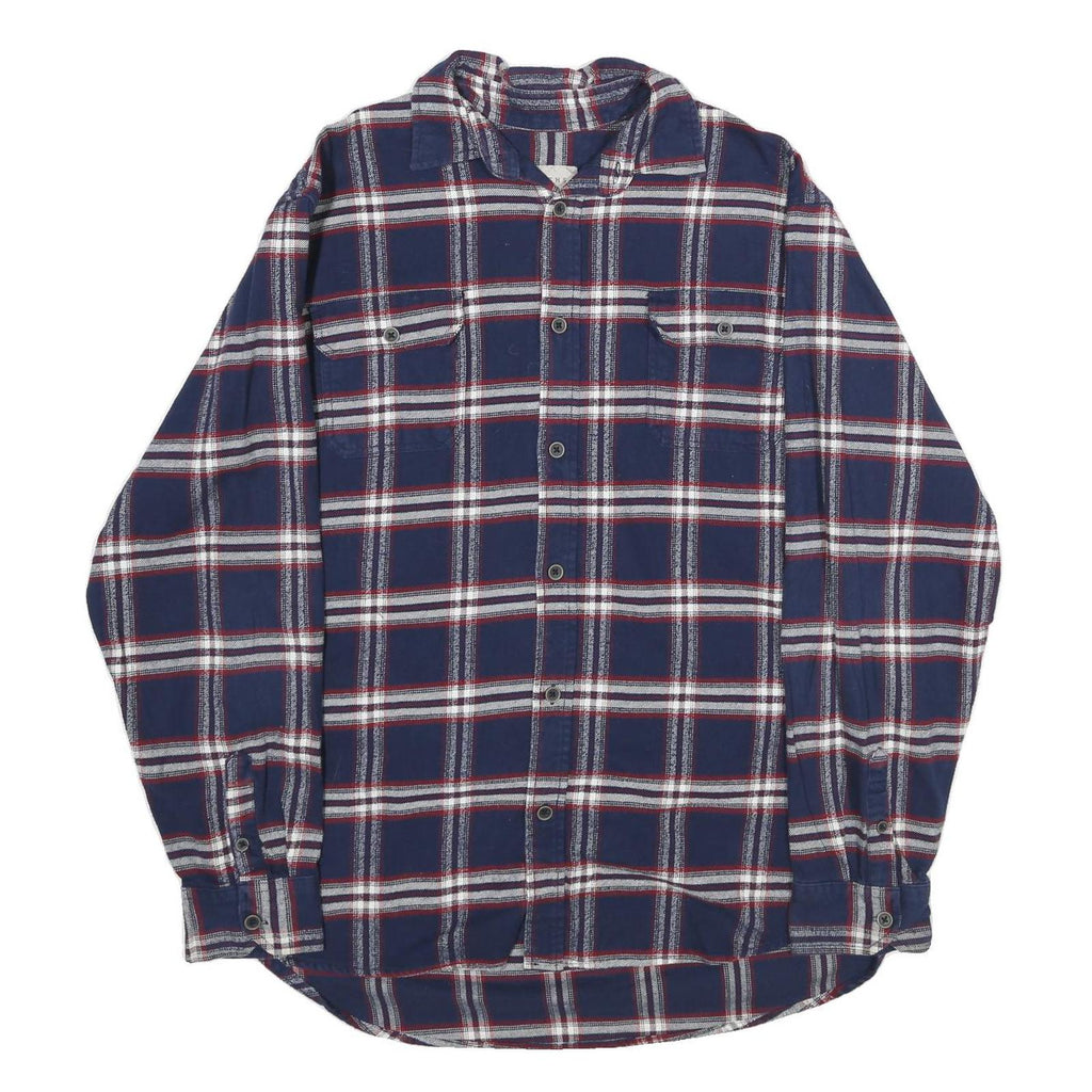 JACHS Mens Blue & White Check Shirt XL Cotton Long Sleeve Casual Button Down