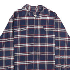JACHS Mens Blue & White Check Shirt XL Cotton Long Sleeve Casual Button Down