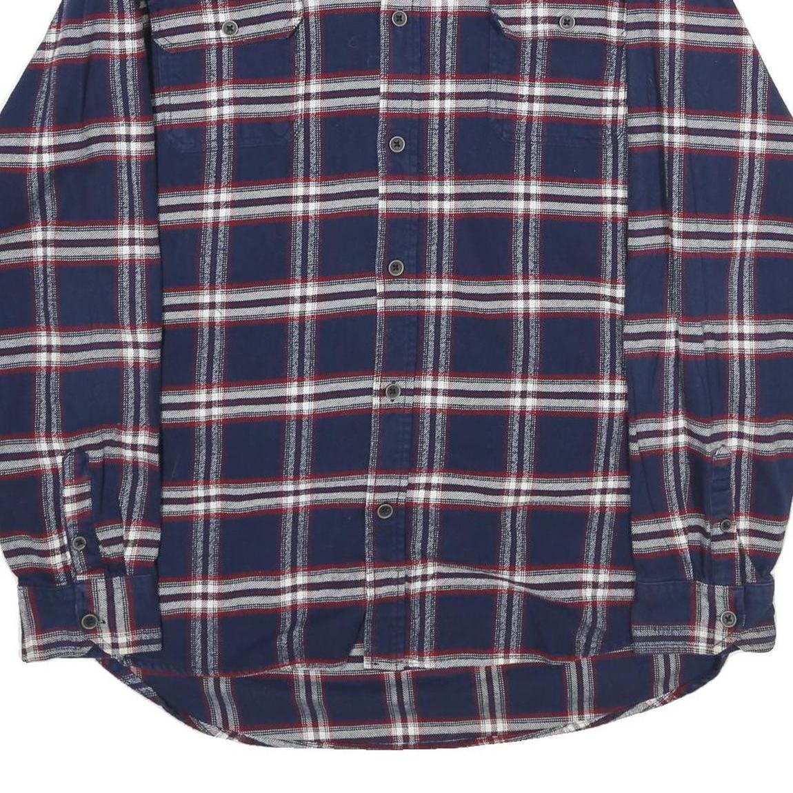 JACHS Mens Blue & White Check Shirt XL Cotton Long Sleeve Casual Button Down