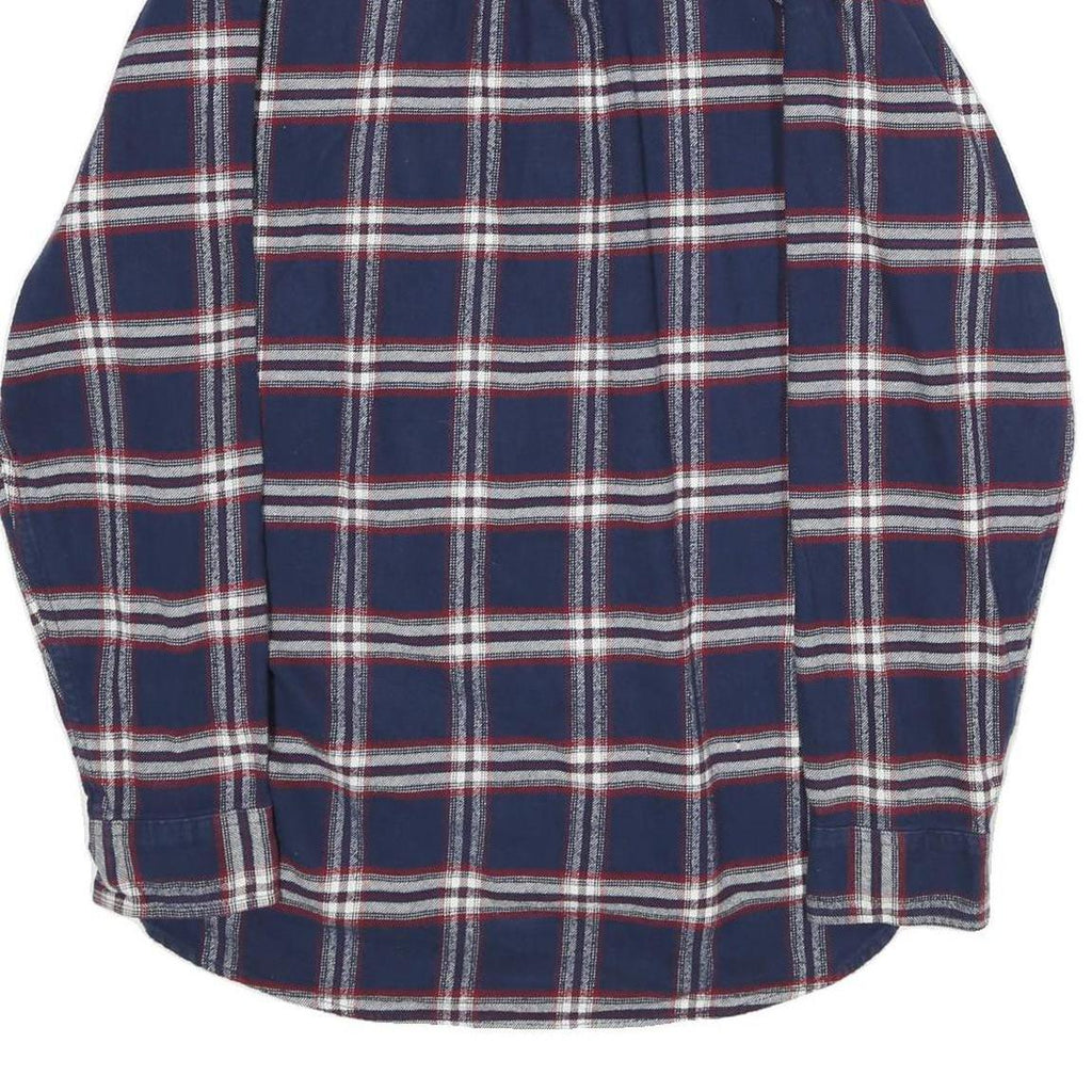 JACHS Mens Blue & White Check Shirt XL Cotton Long Sleeve Casual Button Down