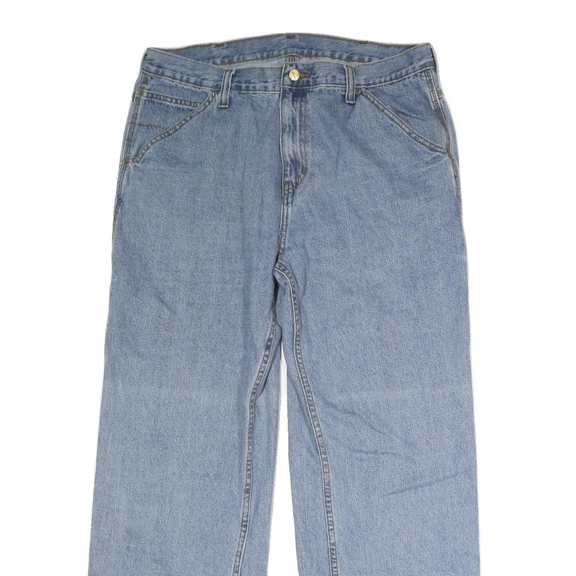 CARHARTT Mens Blue Regular Fit Straight Denim Jeans W36 L31 Button Closure