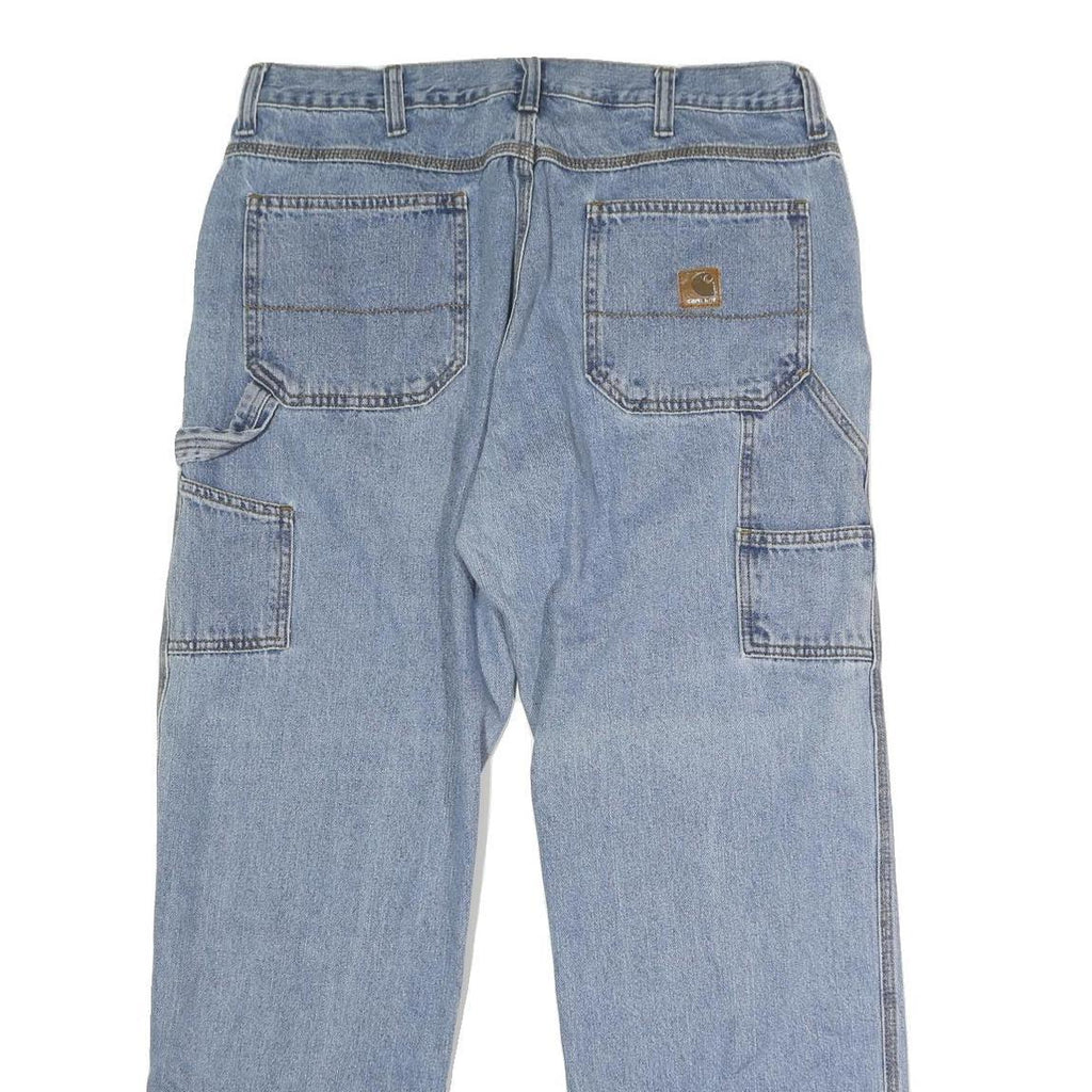 CARHARTT Mens Blue Regular Fit Straight Denim Jeans W36 L31 Button Closure