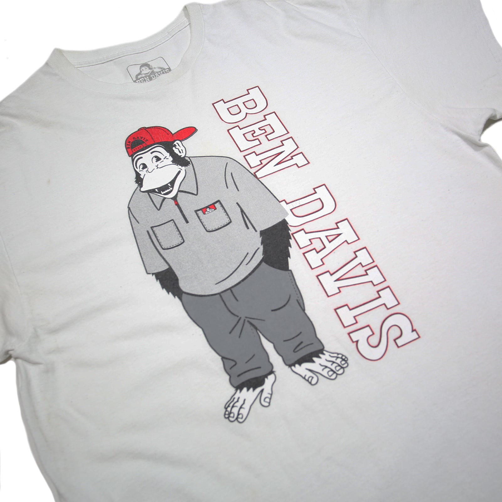 BEN DAVIS Funky Monkey Mens White Graphic T-Shirt XL Short Sleeve Cotton