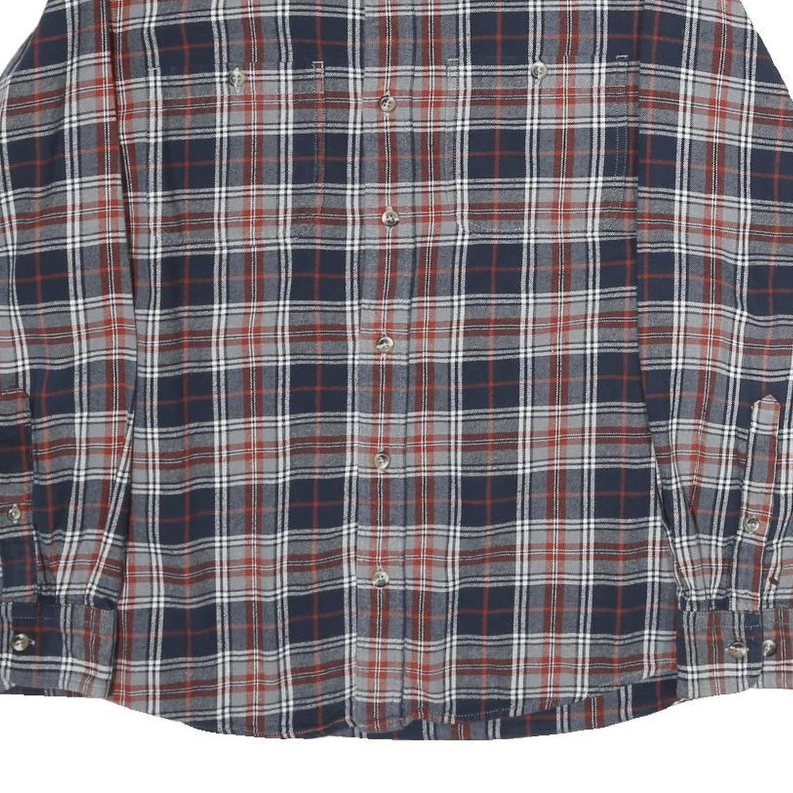 REDHEAD Mens Blue & Brown Check Shirt M Cotton Casual Button Up Long Sleeve