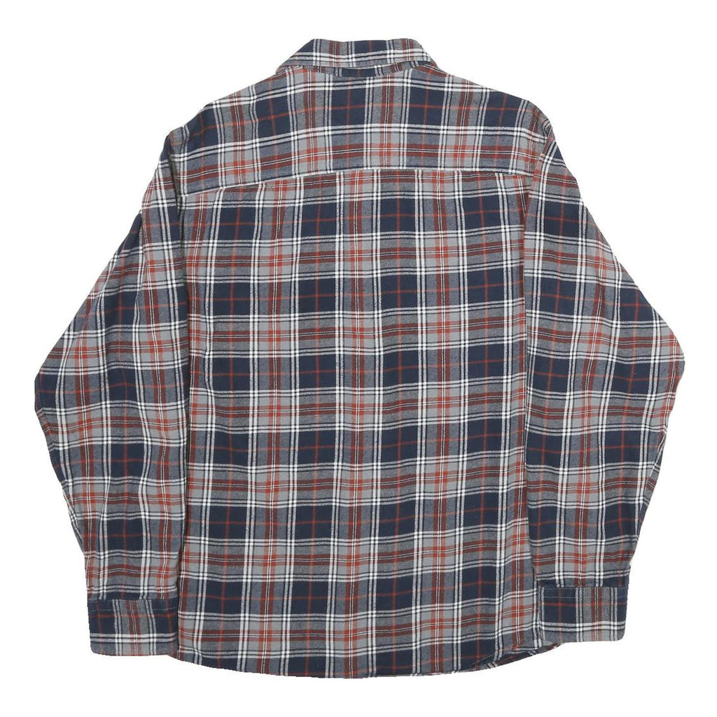 REDHEAD Mens Blue & Brown Check Shirt M Cotton Casual Button Up Long Sleeve