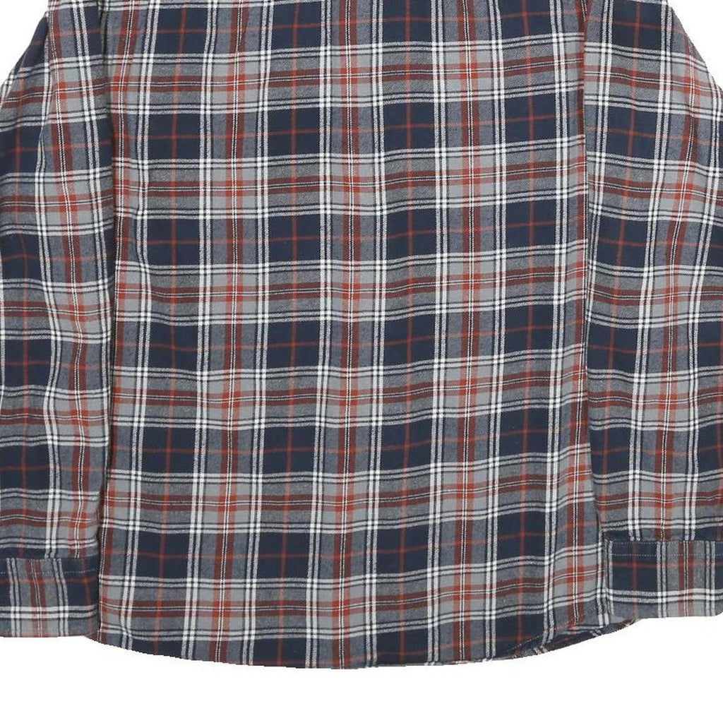 REDHEAD Mens Blue & Brown Check Shirt M Cotton Casual Button Up Long Sleeve