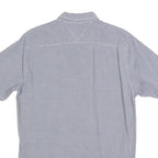 TOMMY HILFIGER Mens Blue Check Shirt M Cotton Blend Short Sleeve Button Collar