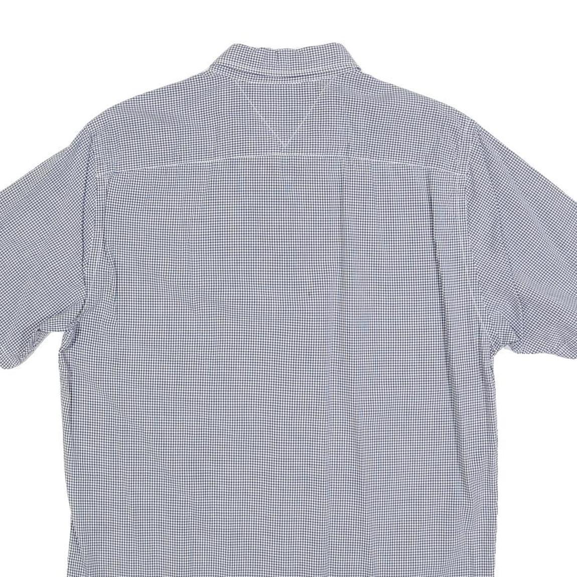 TOMMY HILFIGER Mens Blue Check Shirt M Cotton Blend Short Sleeve Button Collar