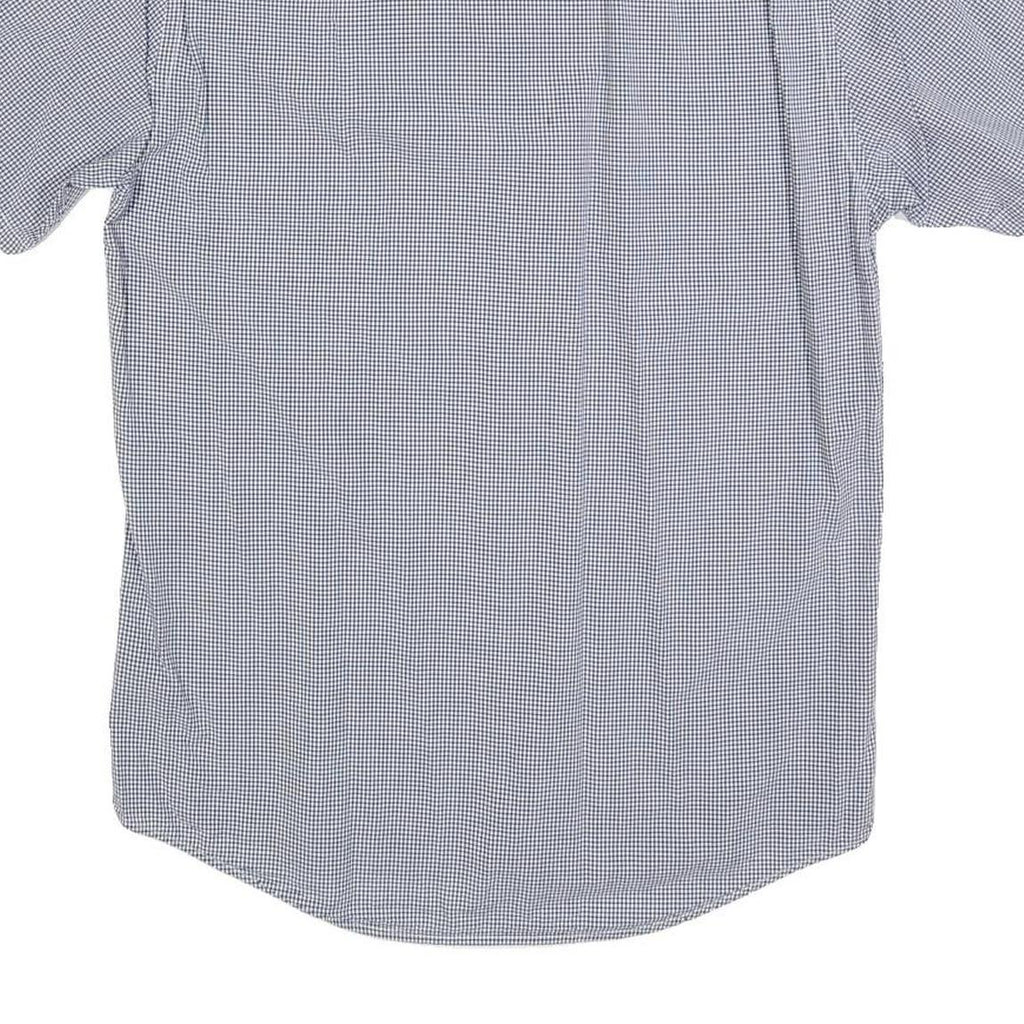 TOMMY HILFIGER Mens Blue Check Shirt M Cotton Blend Short Sleeve Button Collar