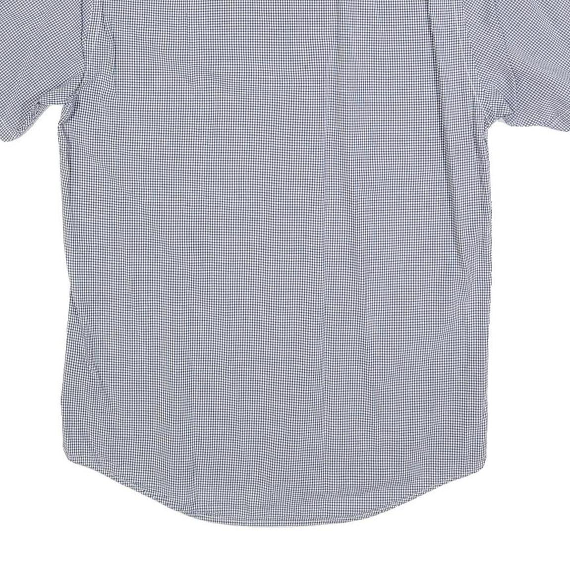 TOMMY HILFIGER Mens Blue Check Shirt M Cotton Blend Short Sleeve Button Collar