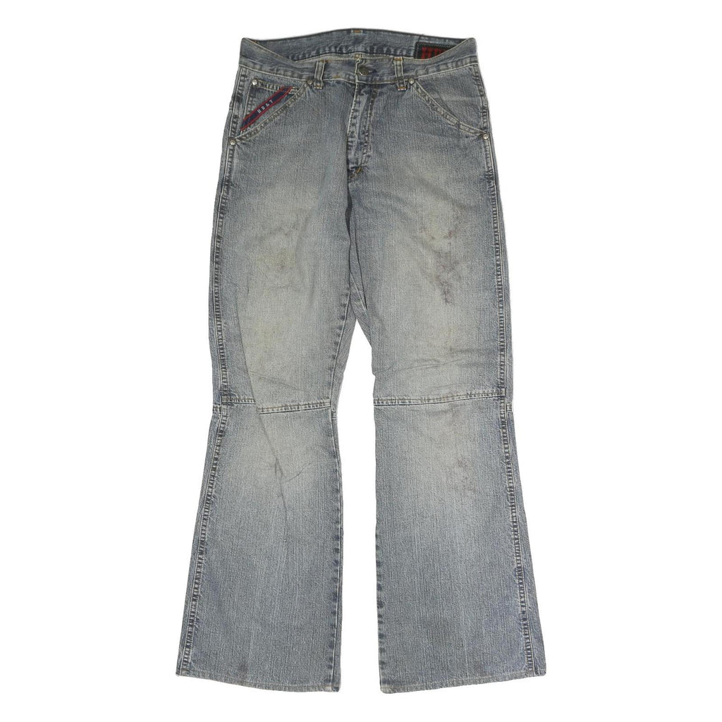 HBT Mens Jeans Blue Regular Bootcut Denim Light W30 L30 Zip Cotton Casual