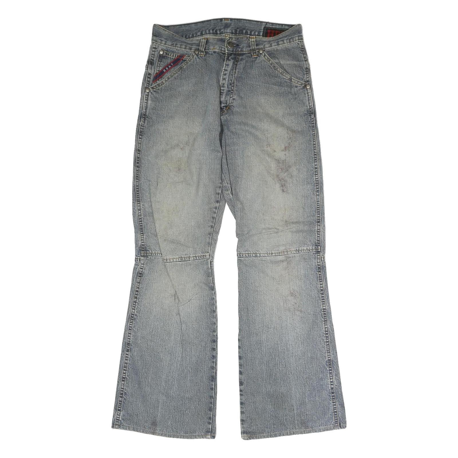 HBT Mens Jeans Blue Regular Bootcut Denim Light W30 L30 Zip Cotton Casual