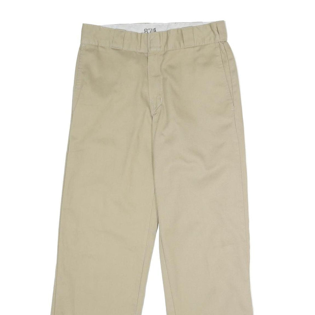 DICKIES Mens Polyester Blend Beige Classic Straight Trousers W30 L30 Workwear
