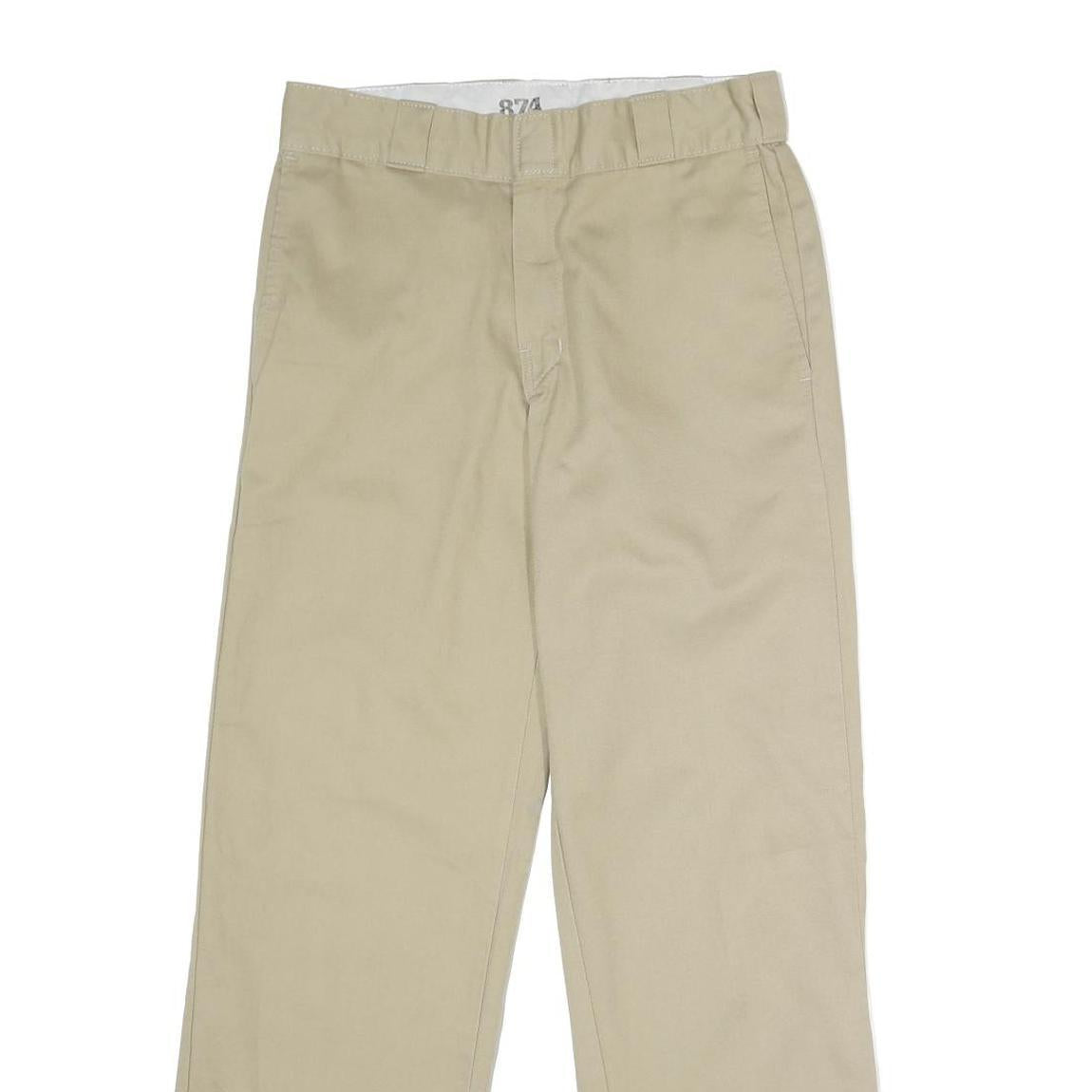 DICKIES Mens Polyester Blend Beige Classic Straight Trousers W30 L30 Workwear