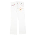 CRYSTAL Womens Cotton Blend White Embroidered Regular Flared Trousers W27 L30